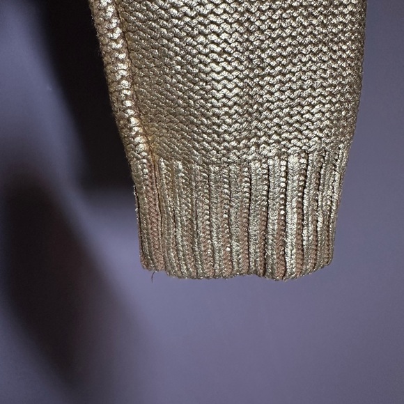 Rock & Republic Metallic Gold Crew Neck Women's Sweater, Size L (283) - Picture 5 of 10